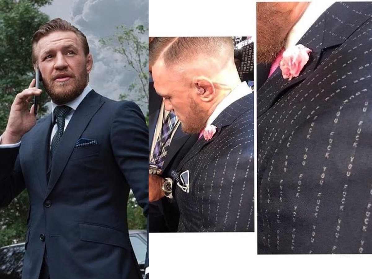 “Dude was so iconic” – Conor McGregor’s RARE suit reading ‘f**k you’ to Floyd Mayweather from 2017 goes viral again