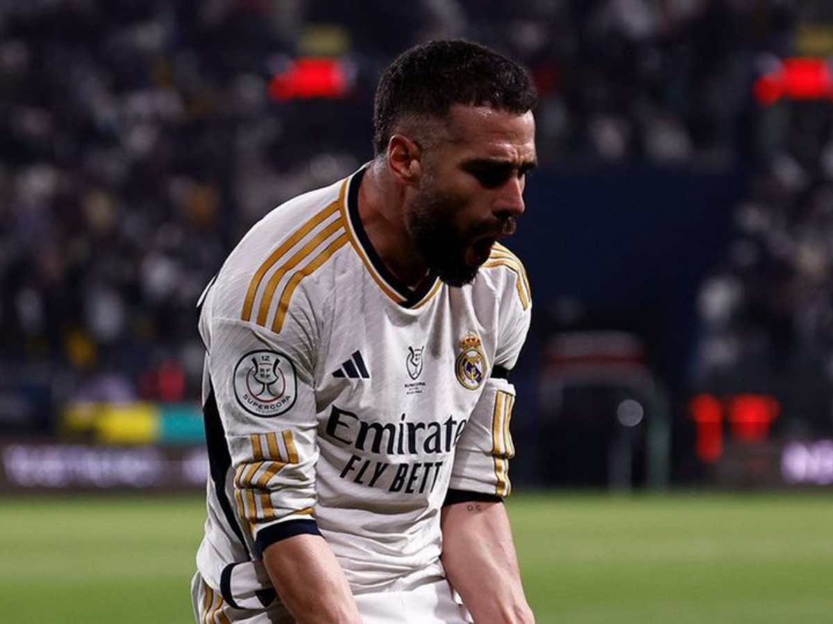 Daniel Carvajal celebrating after scoring against Atletico Madrid 