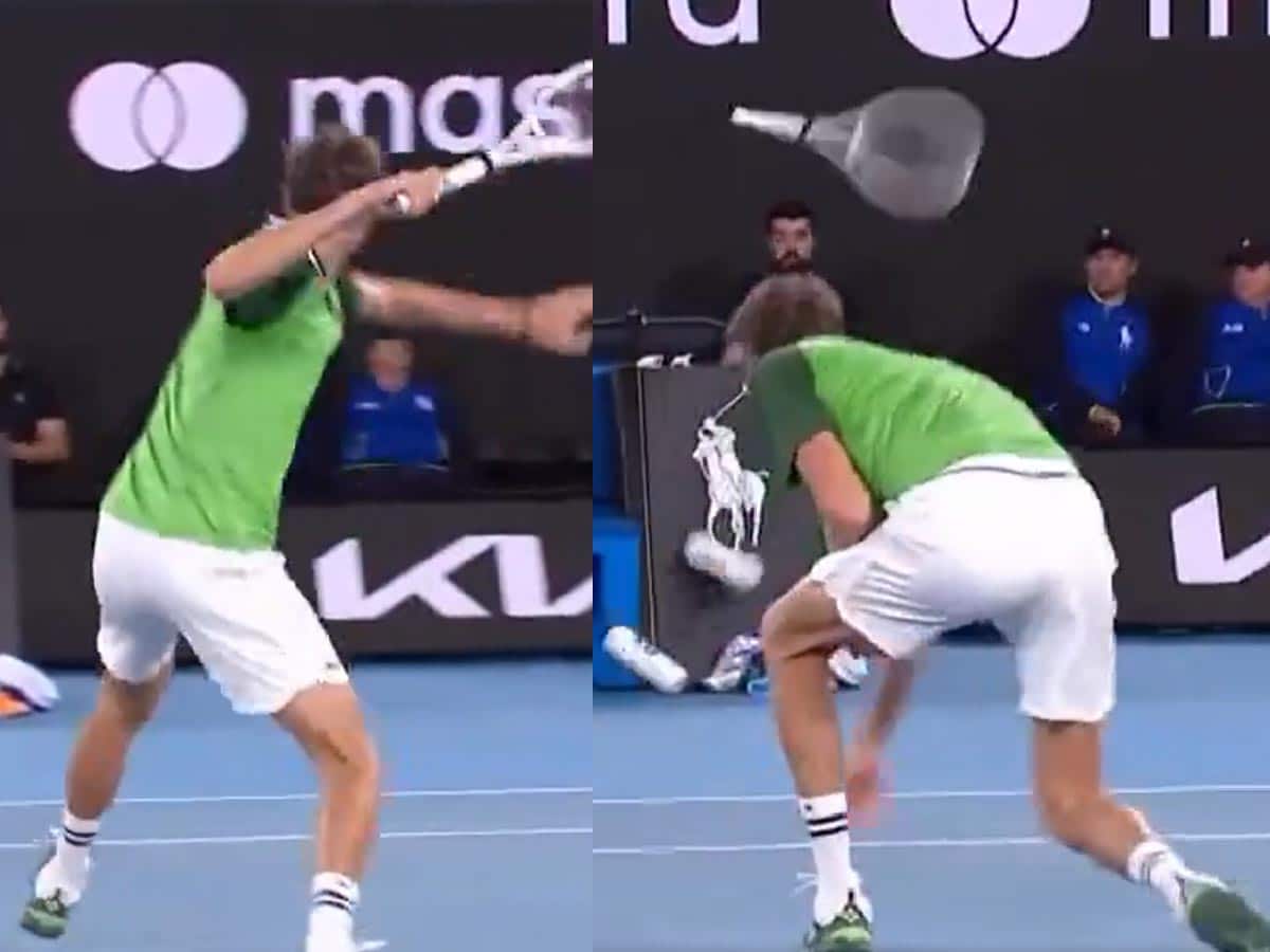 WATCH: Frustration gets the better of Daniil Medvedev as his anger directs straight into a scary racket smash at the Australian Open