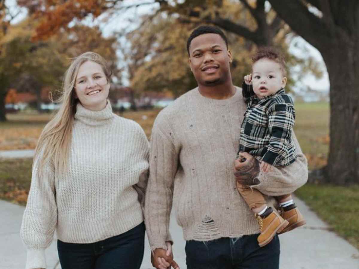 David Montgomery with Tatum Causey and son