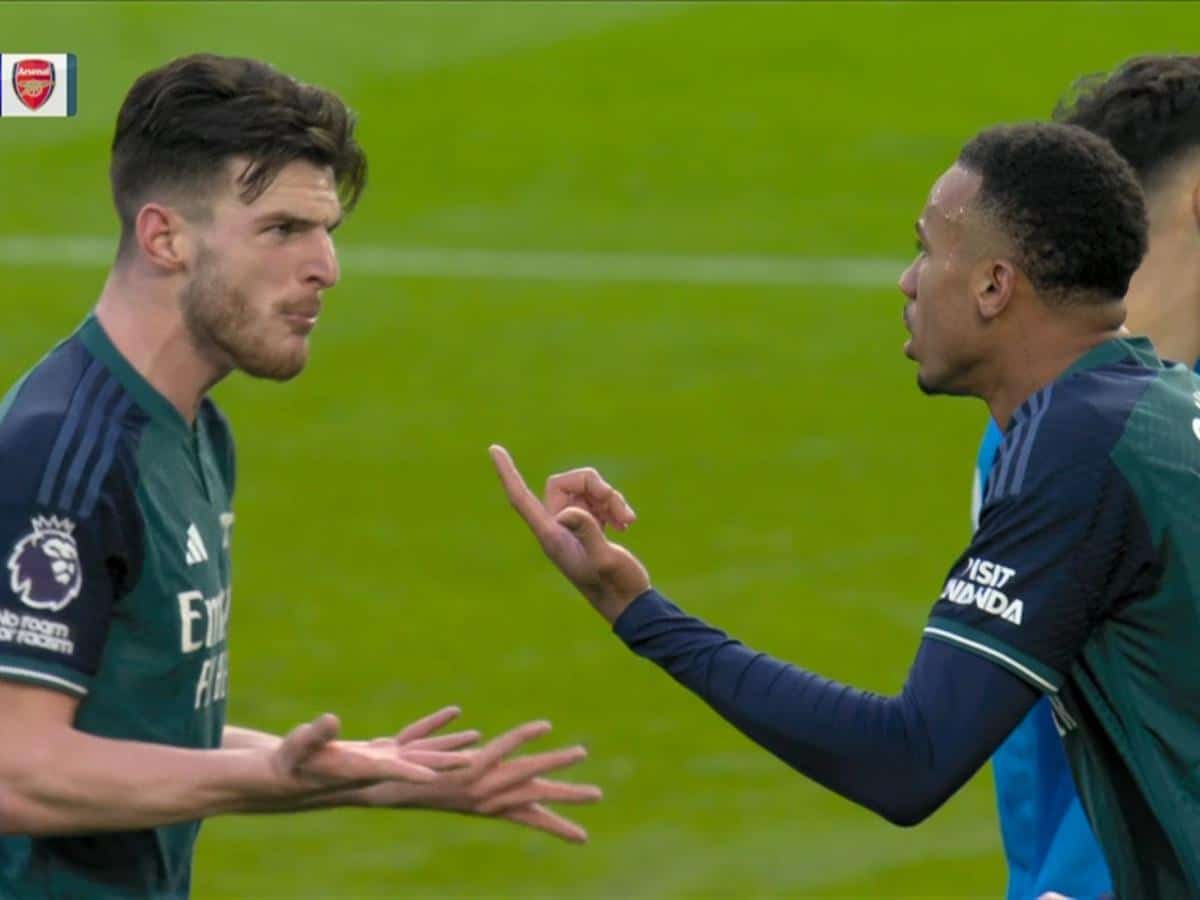 Declan Rice and Gabriel in an argument 