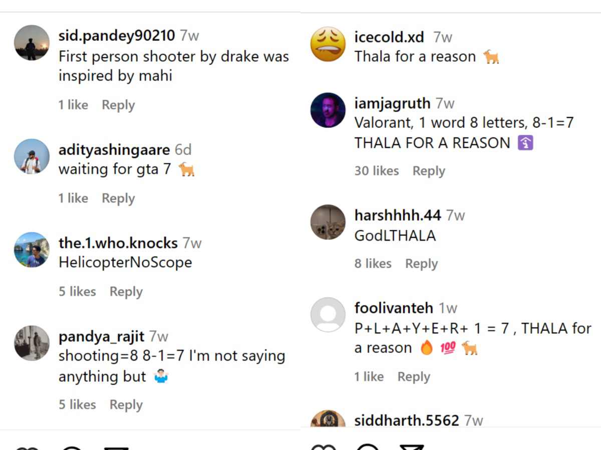 Dhoni comment section