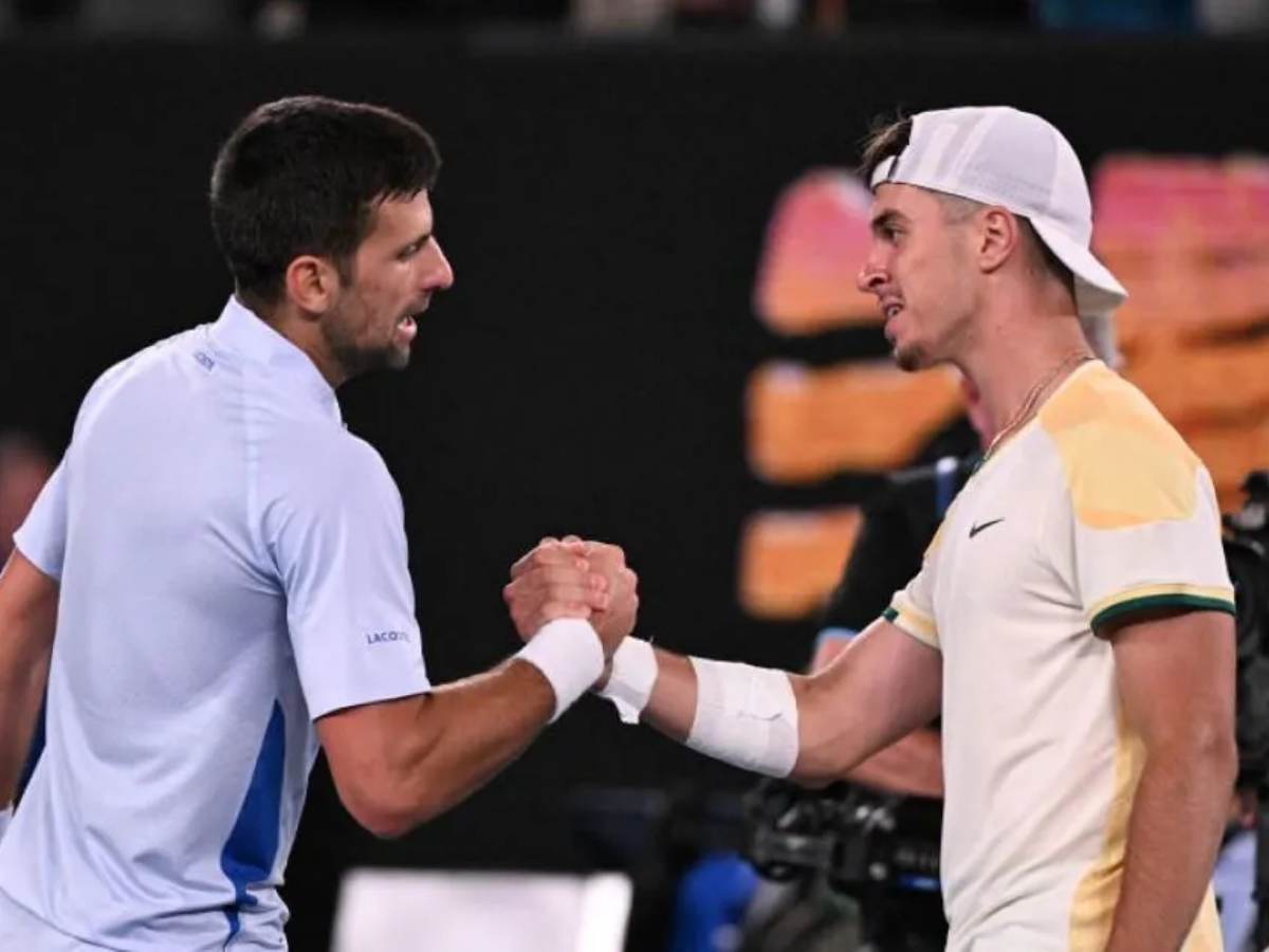 Endearing show of sportsmanship by Novak Djokovic as he gently nudges 18-year-old Dino Prizmic in ‘the right direction’