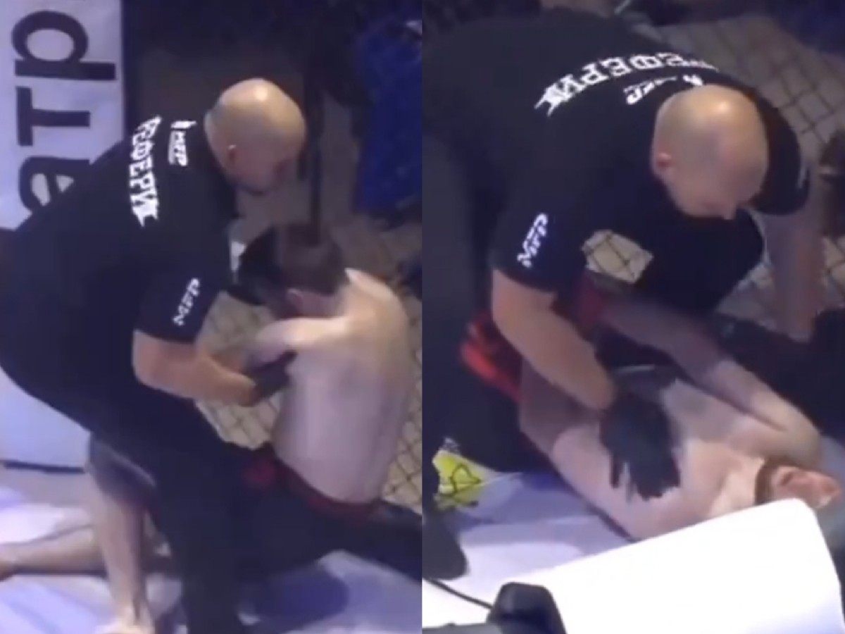 WATCH: “Ref didn’t need to bounce his head on canvas” – Opponent ‘FREEZES’ after getting hit with powerful shots from fighter in MMA fight