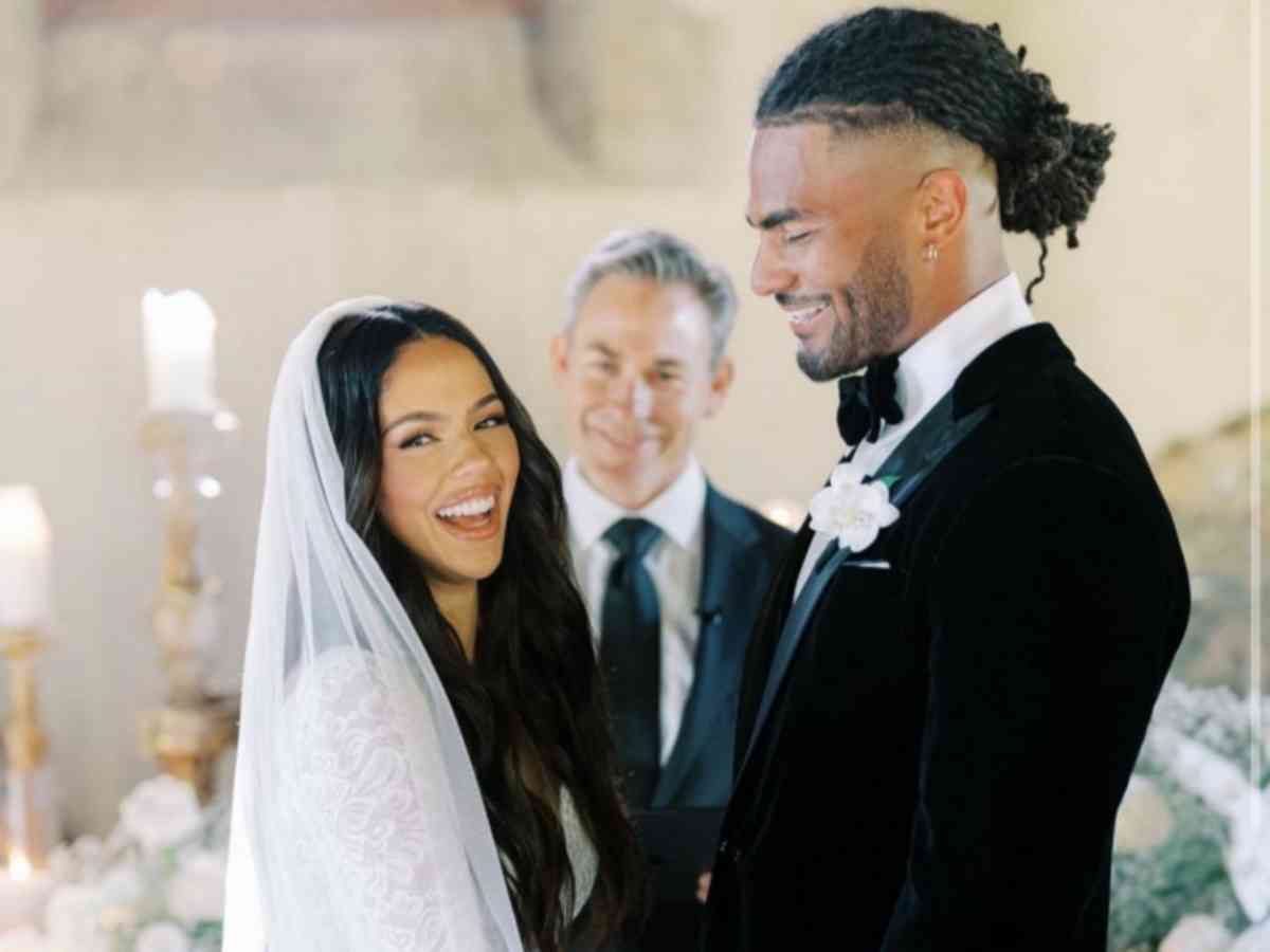 Fred Warner with his wife at their wedding