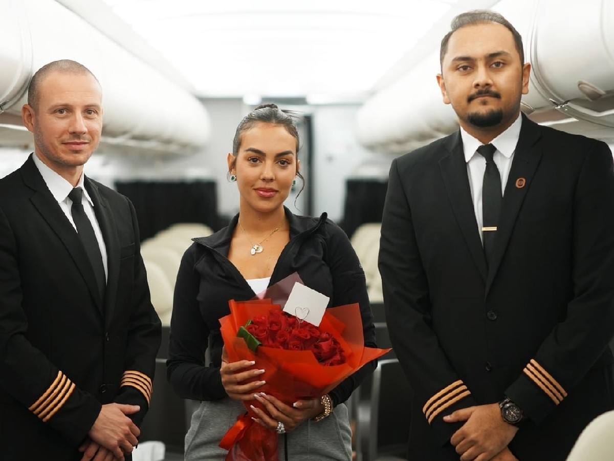 Georgina Rodriguez on the flight