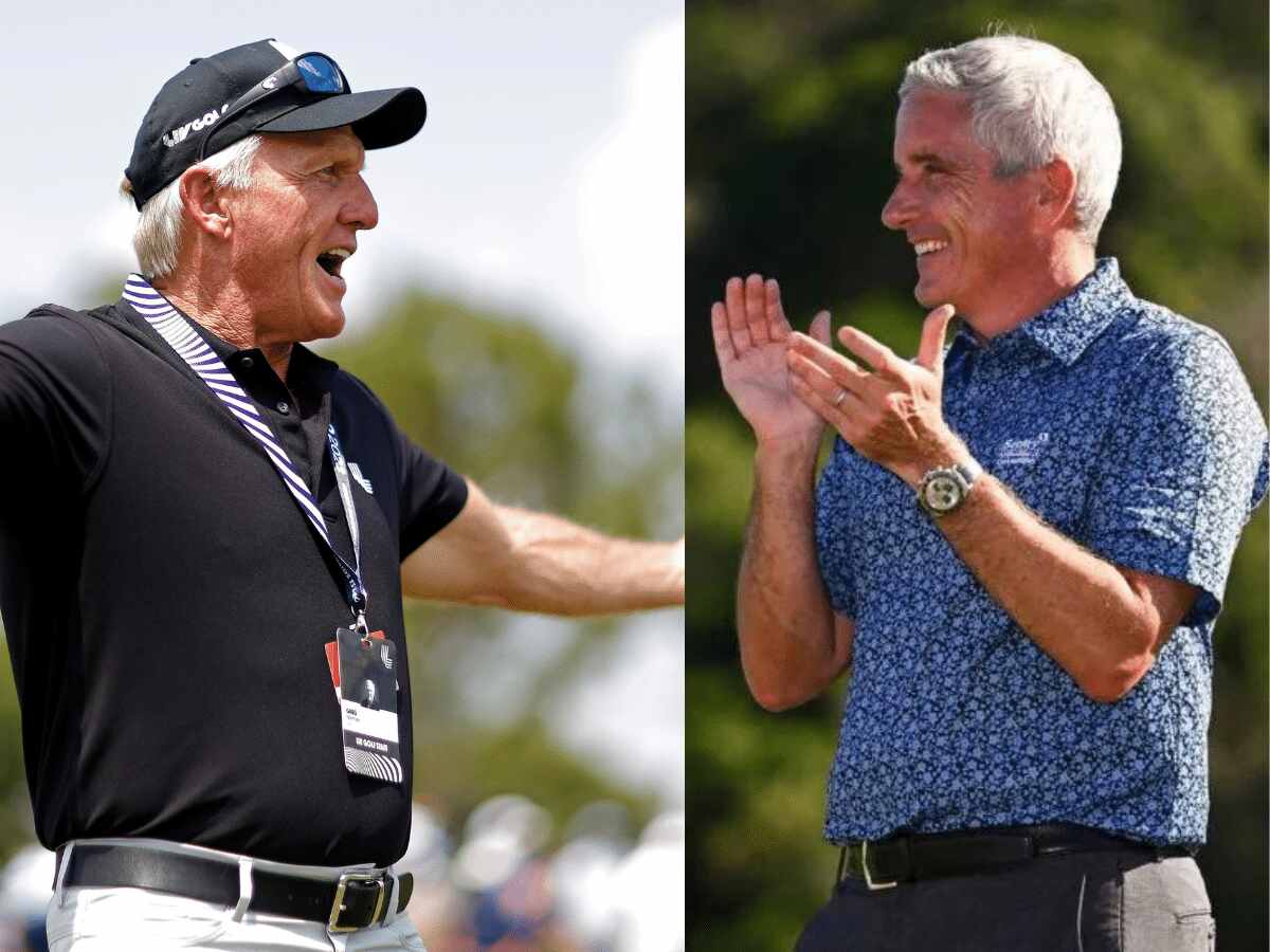 Greg Norman and Jay Monahan