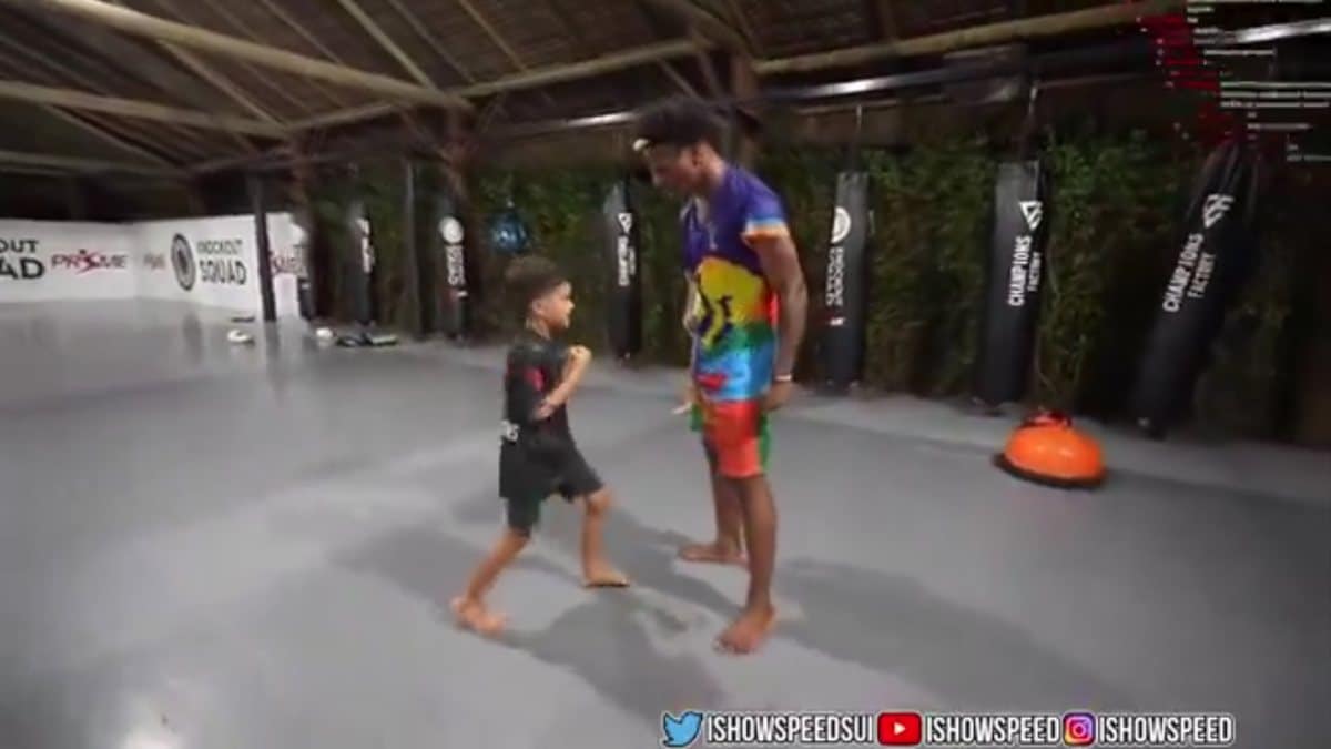 Watch: IShowSpeed fights a little kid after losing a match in MMA ring, still ends up losing