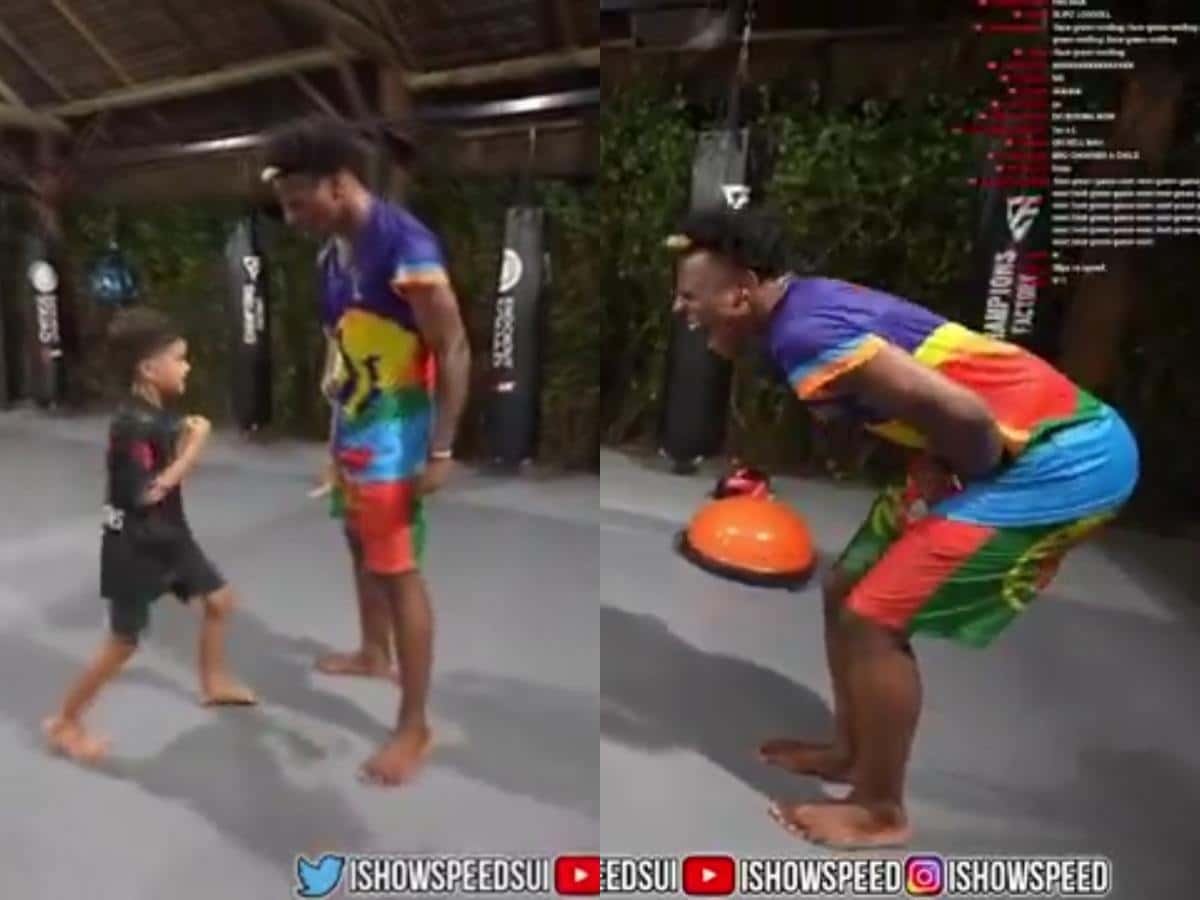 Watch: IShowSpeed fights a little kid after losing a match in MMA ring, still ends up losing