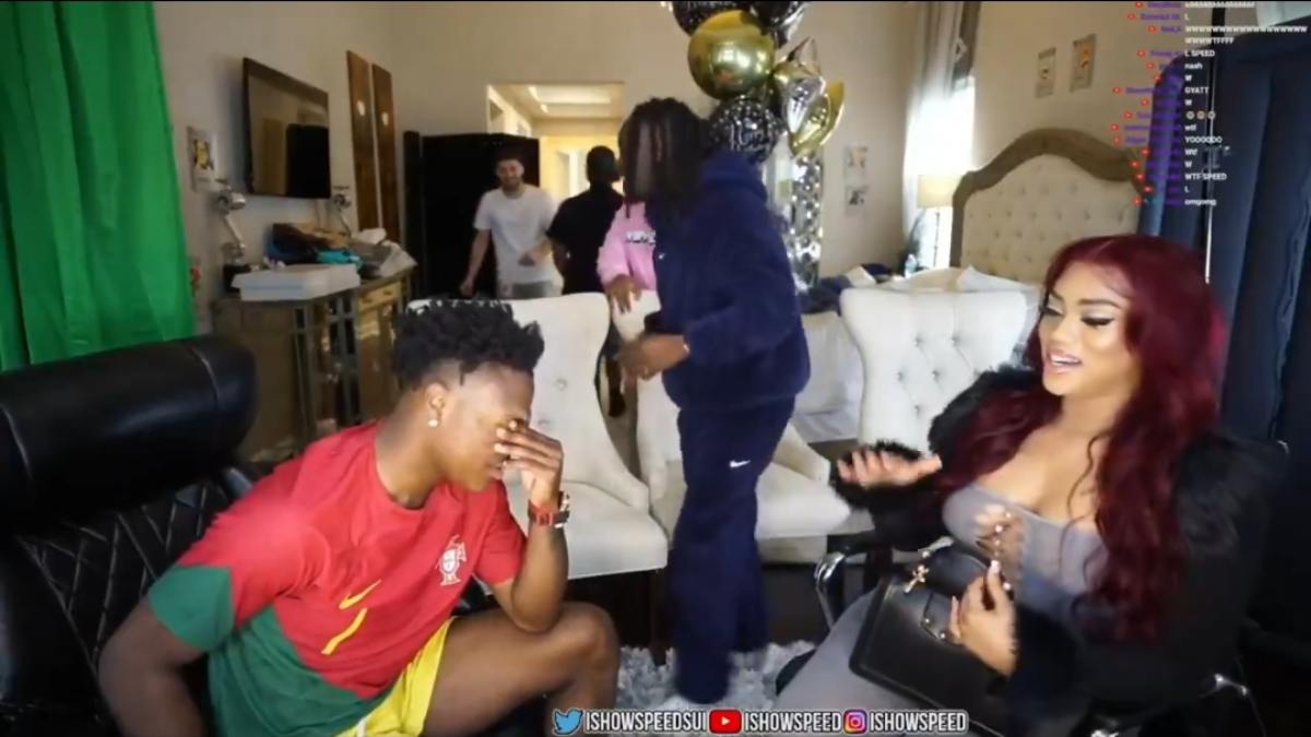 WATCH: IShowSpeed celebrates birthday in style as he bizarrely farts on an OnlyFans model's face during a livestream with Adin Ross and Kai Cenat