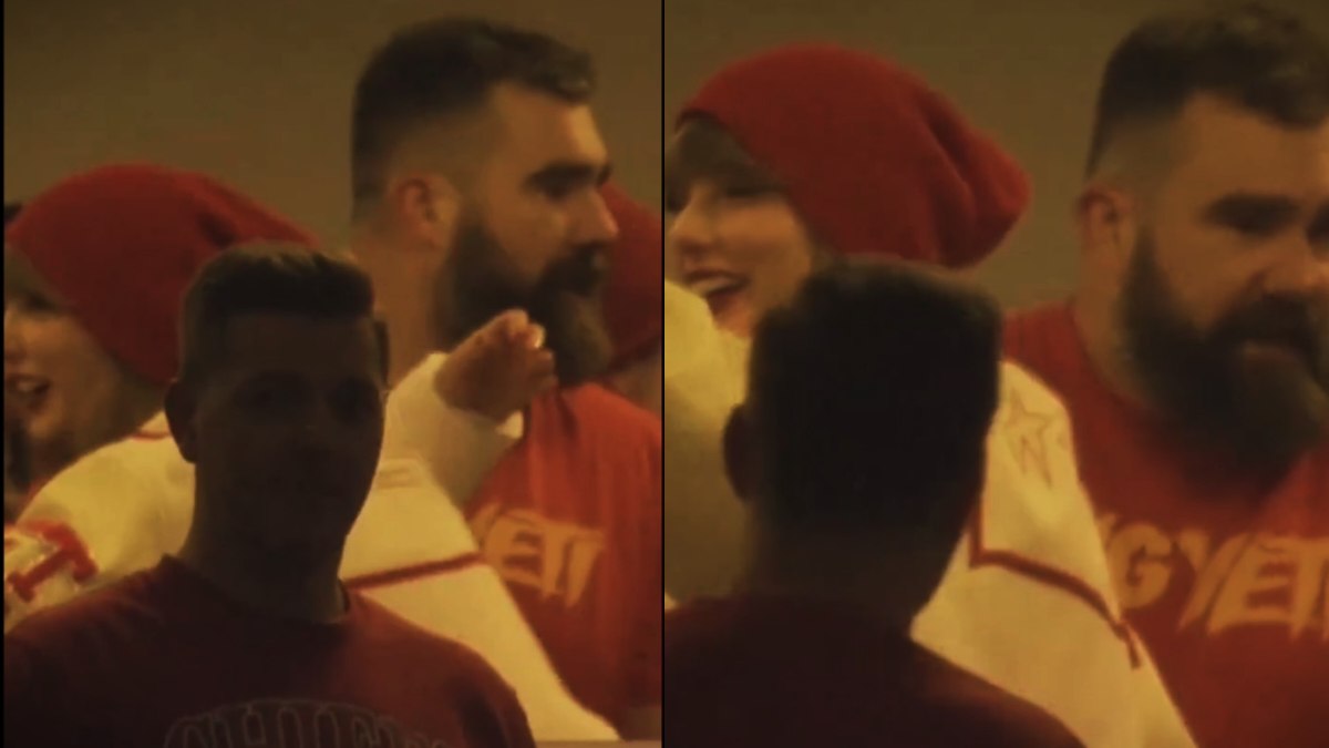 WATCH: Taylor Swift, killing with her looks, links up with Jason Kelce to support boyfriend Travis Kelce for the Bills-Chiefs playoff game