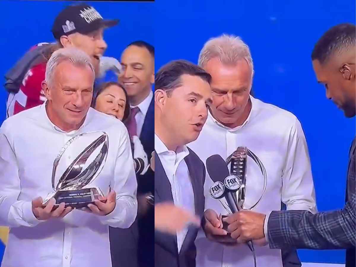 WATCH: ‘Clueless’ Joe Montana stands awkwardly during Michael Strahan’s cringeworthy 49ers NFC trophy presentation