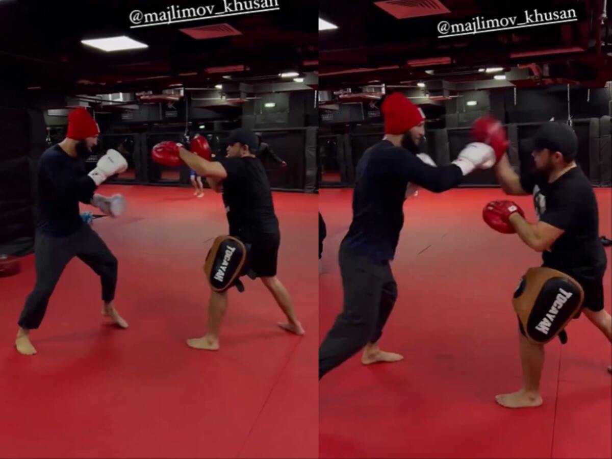 “Emptied his entire gas tank” – Khamzat Chimaev teasing return with ‘quick’ combos in training has fans trolling superstar