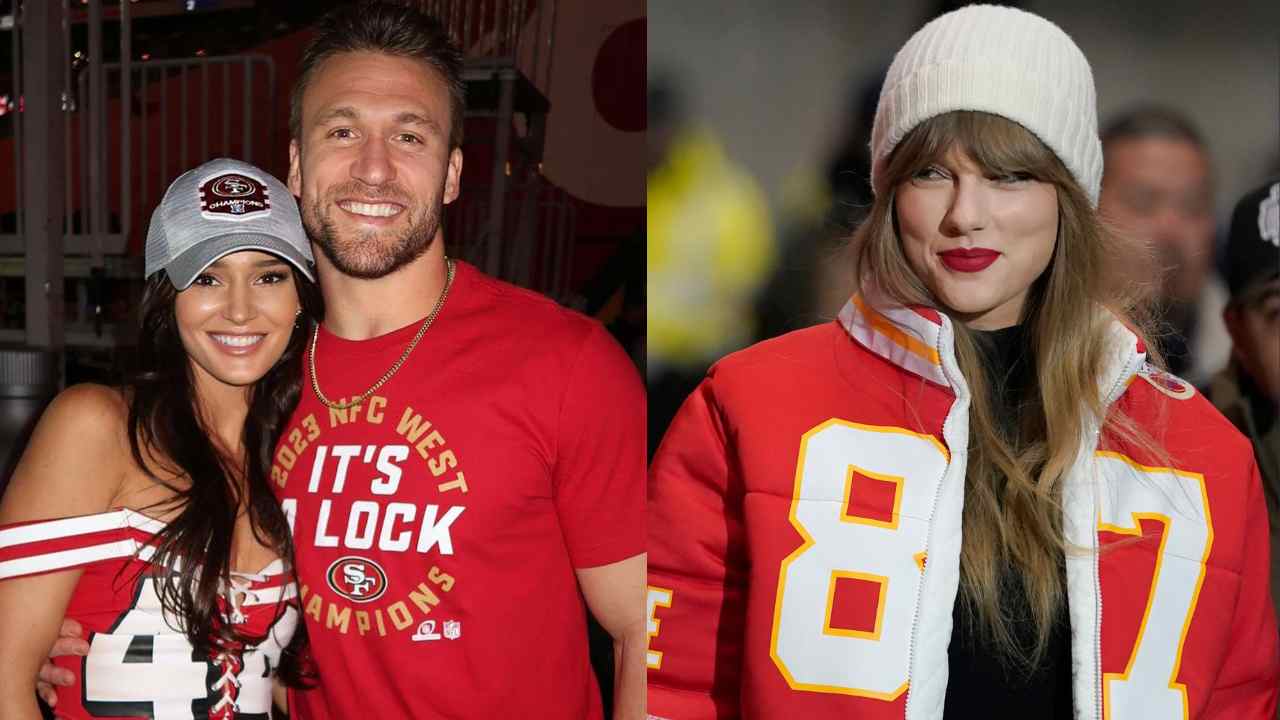 ‘Proud’ Kyle Juszczyk happiest for the recognition his wife Kristin has been getting after making a handmade Travis Kelce jacket for Taylor Swift