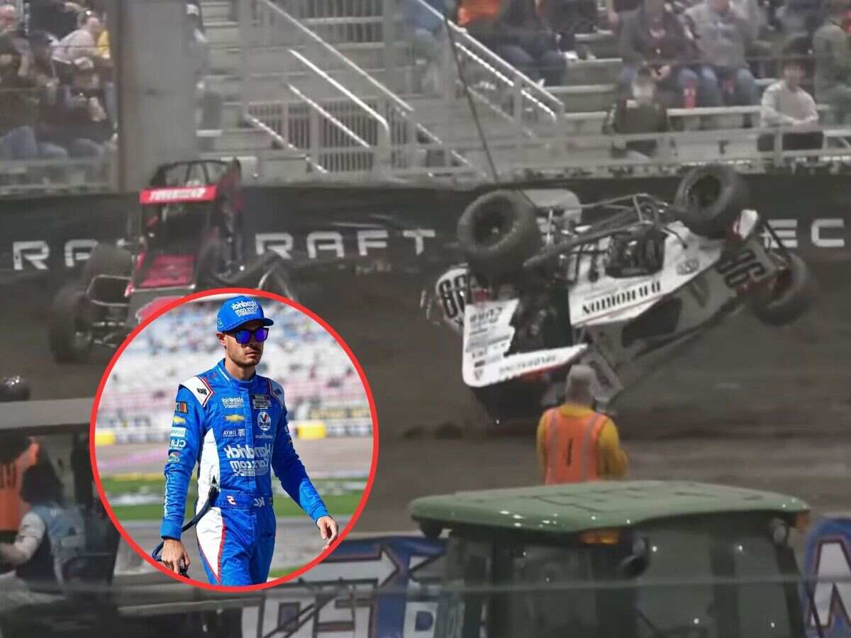 WATCH: Kyle Larson crashes twice at Chilly Bowl Nationals and ruins his ‘dirt double’ attempt