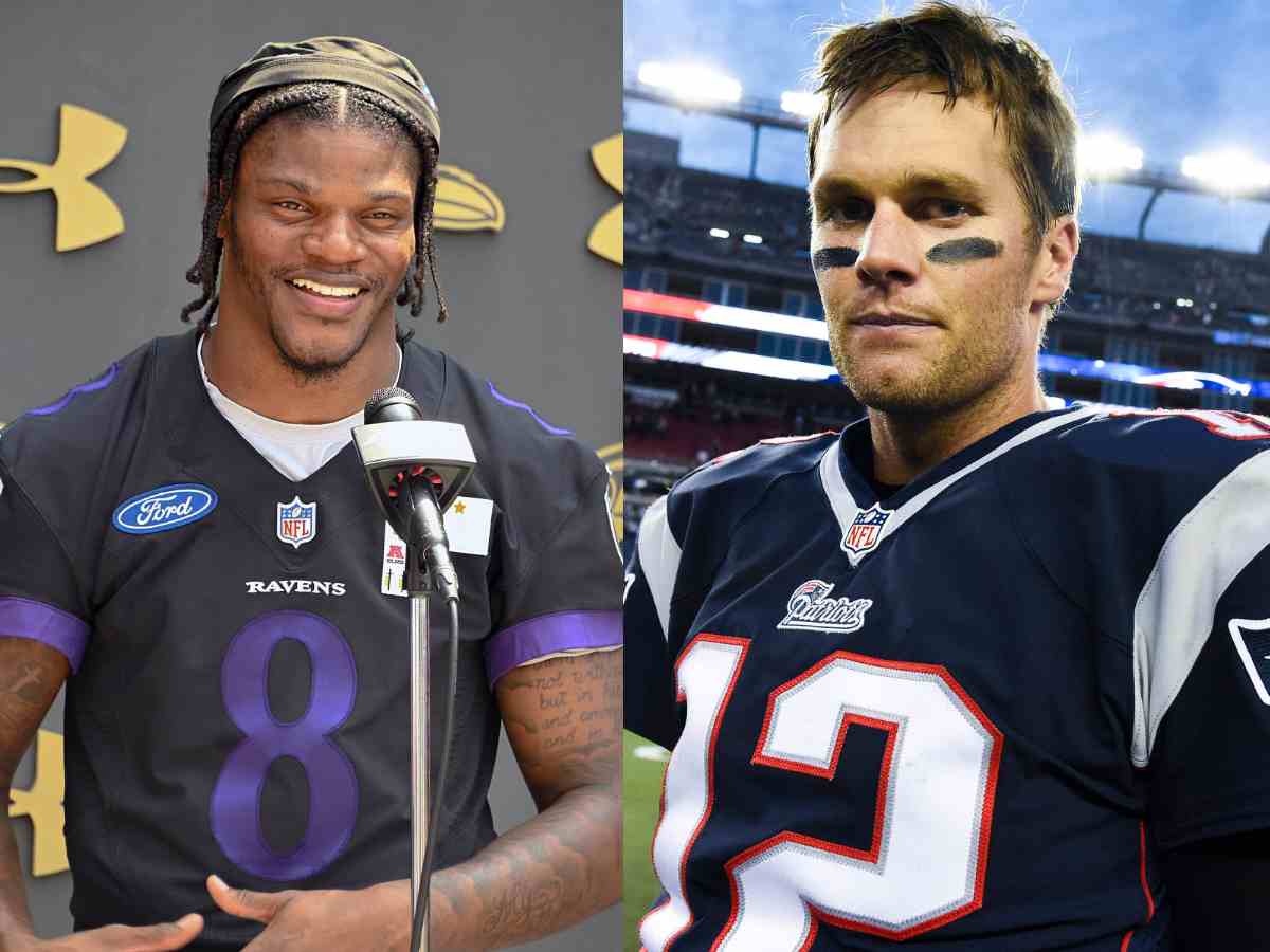 Lamar Jackson (L) and Tom Brady (R)