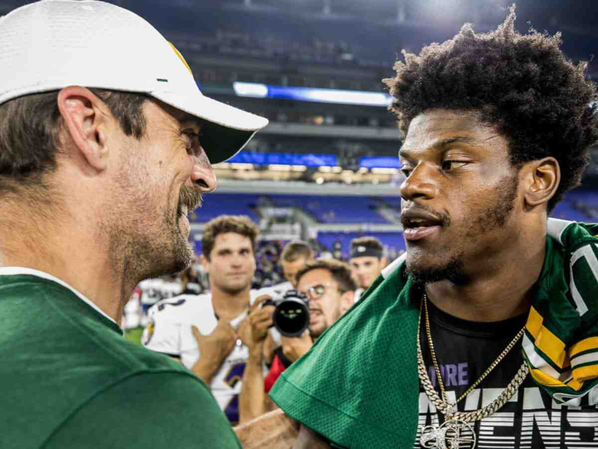 Lamar Jackson with Aaron Rodgers