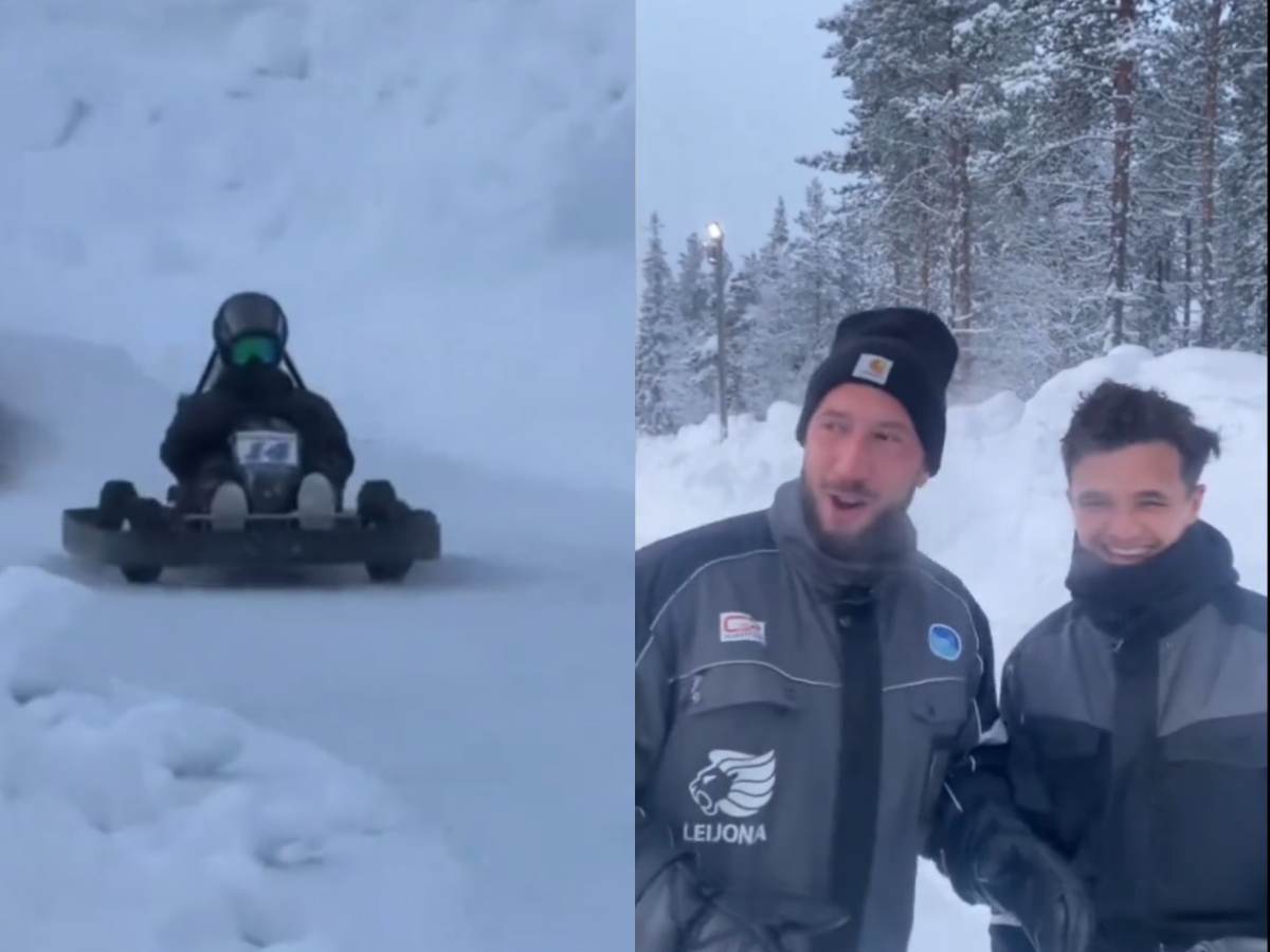 WATCH: Lando Norris takes to a snowy racetrack for karting competition during F1 off-season