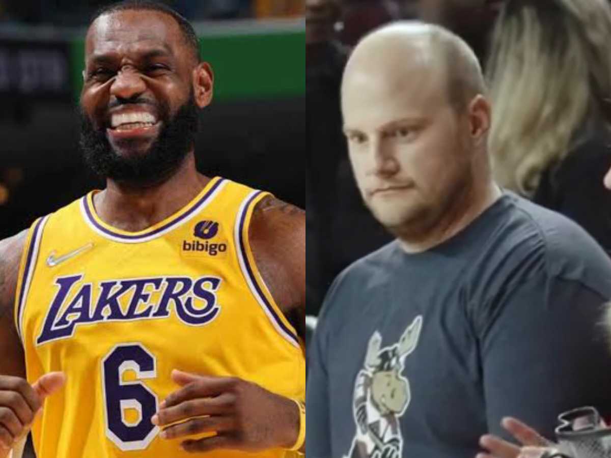 WATCH: “Lightbulb in brain popped” – Fan goes VIRAL after LeBron James makes him freeze by sitting next to him courtside