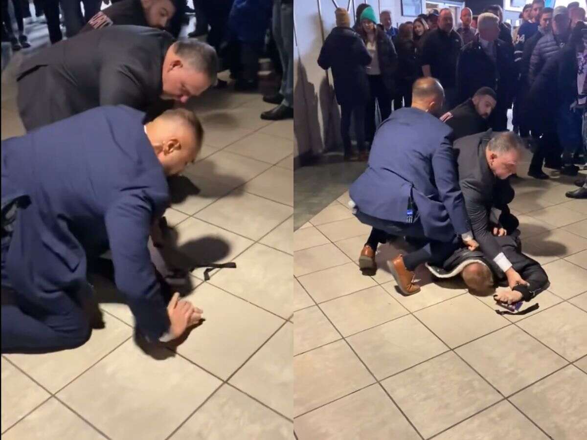 WATCH: Fan viciously held down in pool of blood after being kneed by Maple Leafs’ security guard at ScotiaBank Arena