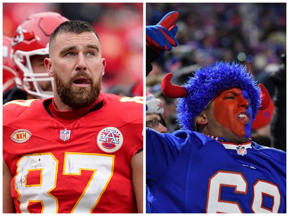 Travis Kelce accuses ‘rowdy’ Bills fans of hurling insults towards his family and Patrick Mahomes during the playoff game