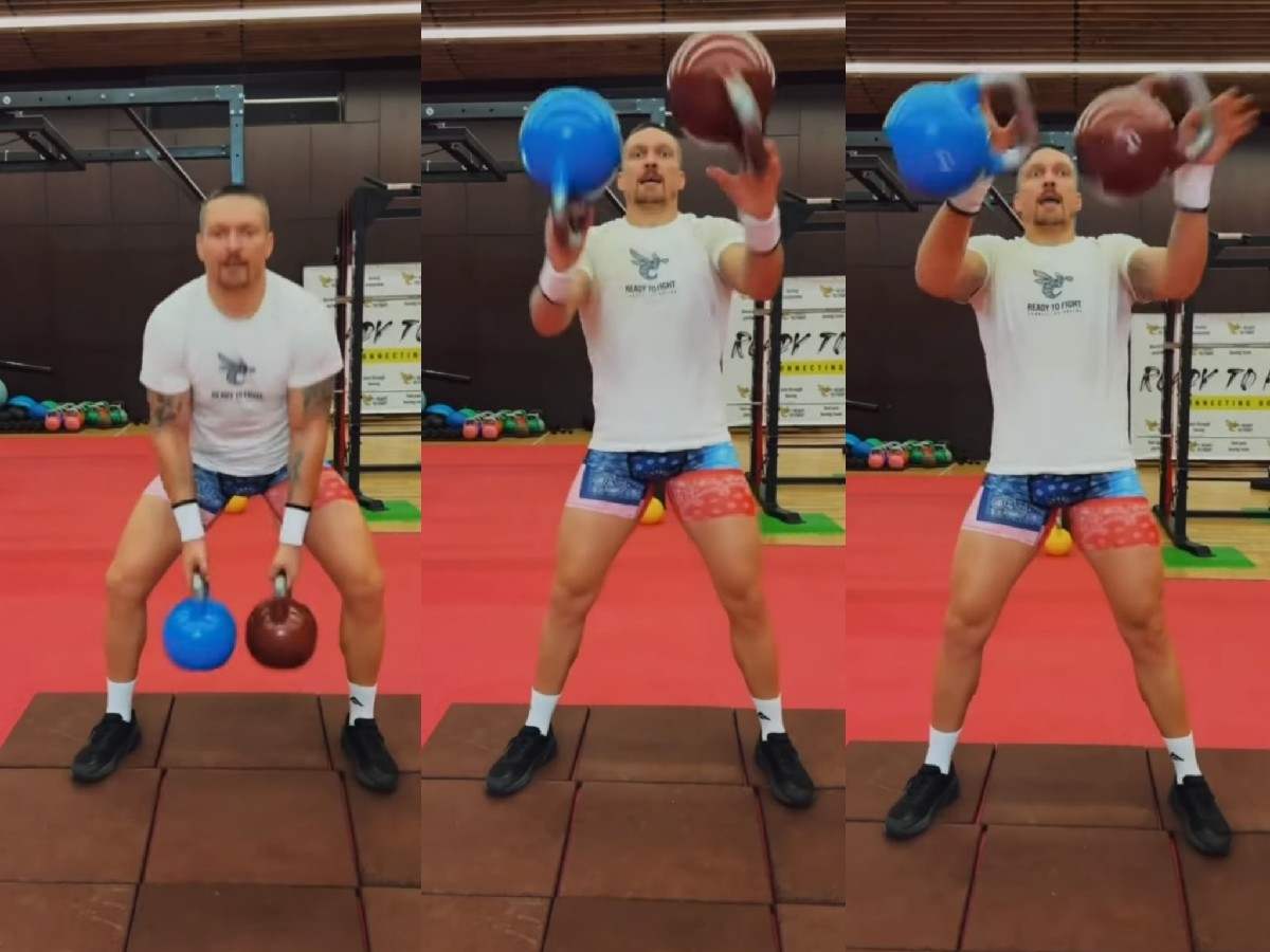 WATCH: Oleksandr Usyk’s MIND-BOGGLING training with heavyweight weights ahead of Tyson Fury fight will leave you stunned