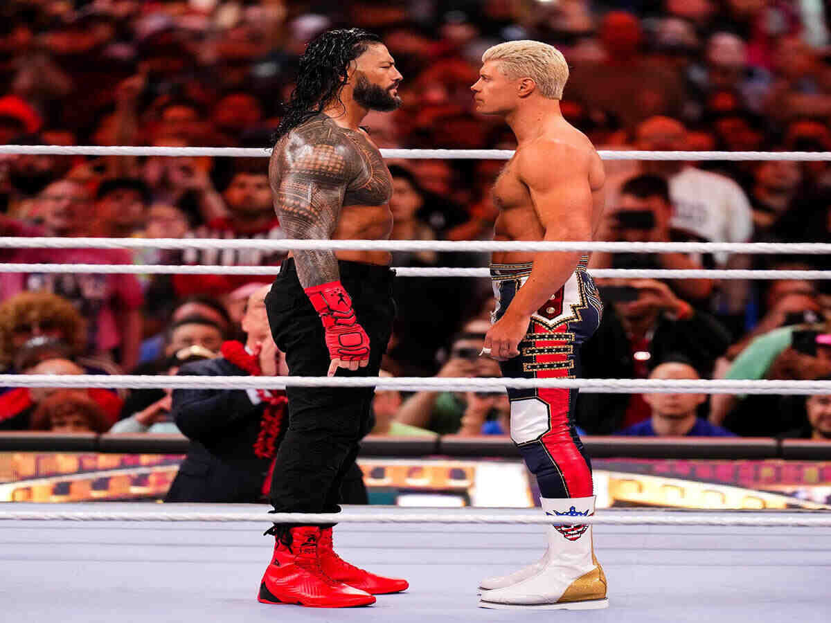 Roman Reigns and Cody Rhodes at WrestleMania 39