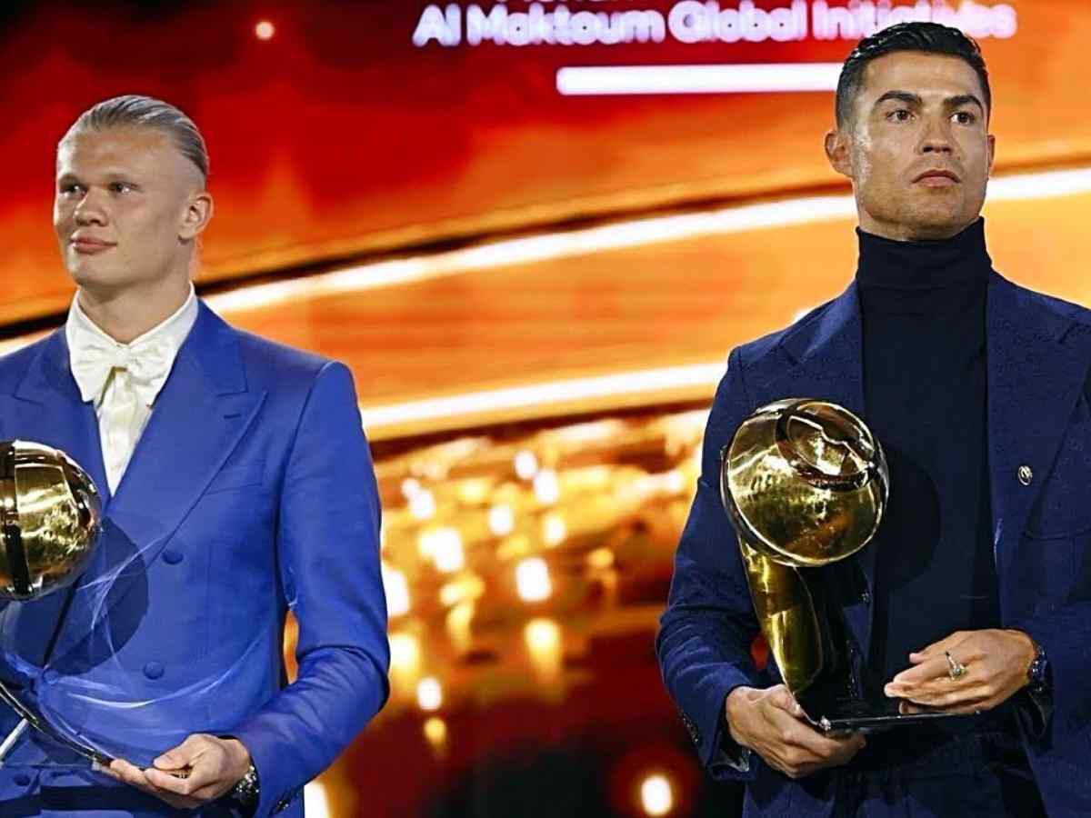 Ronaldo and Haaland at Globe Soccer awards