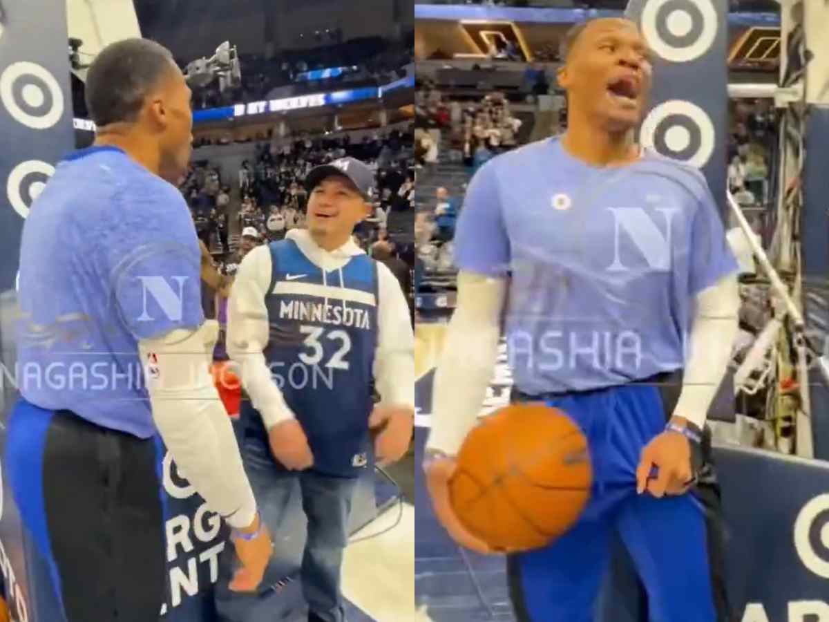 WATCH: “Better sit ya a** down” – Russell Westbrook’s heated altercation with a fan before the Clippers-Timberwolves game goes viral