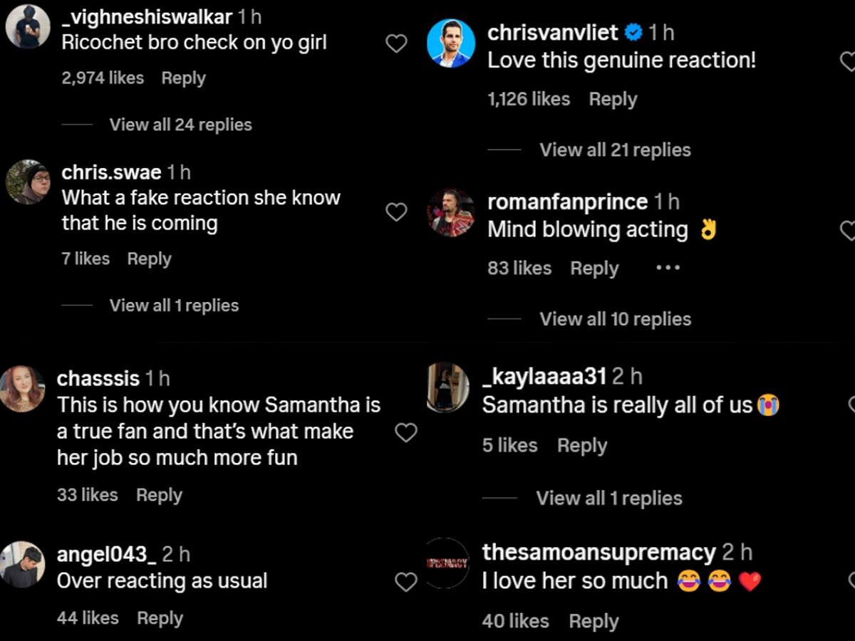 WWE Universe comments on Samantha Irvin's wholesome reaction