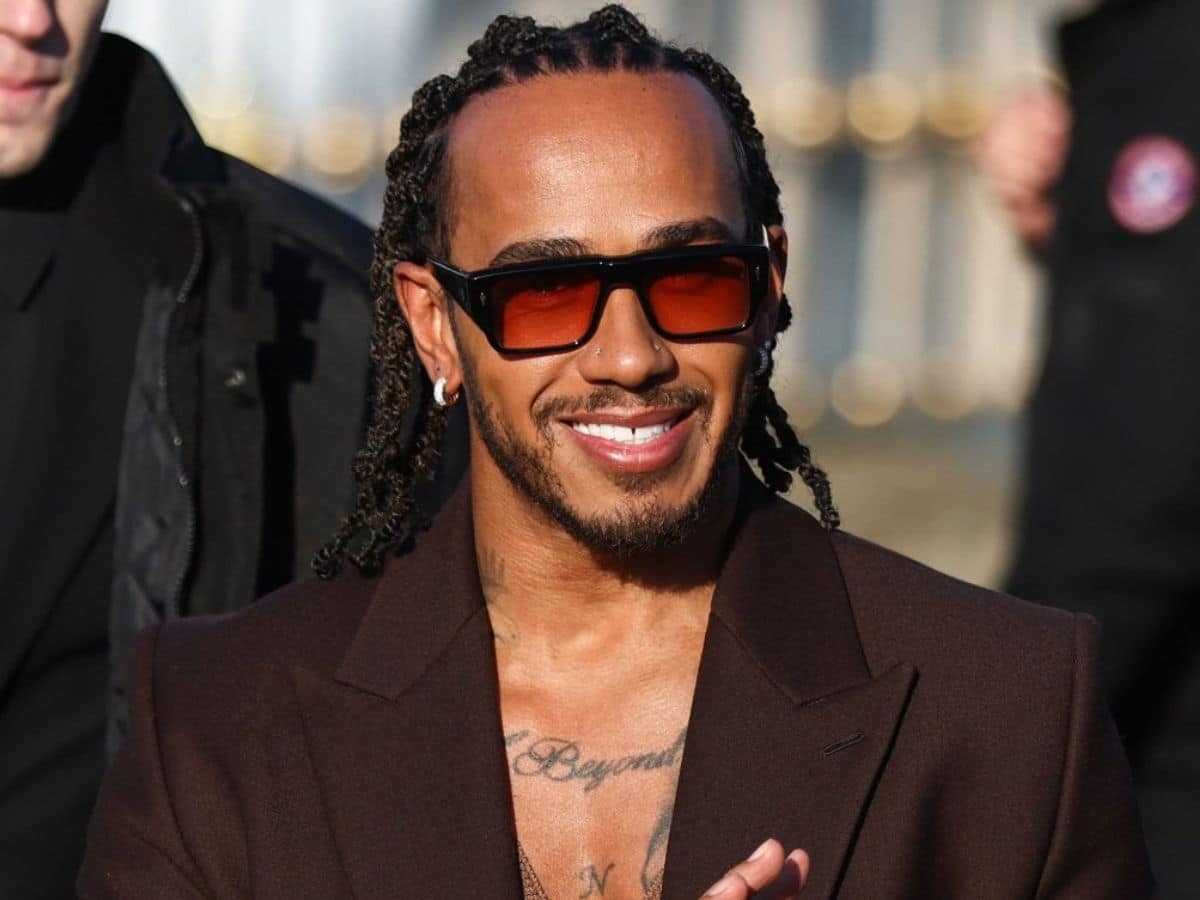 Lewis Hamilton flaunts golden dreadlocks as he appears at Paris Fashion ...