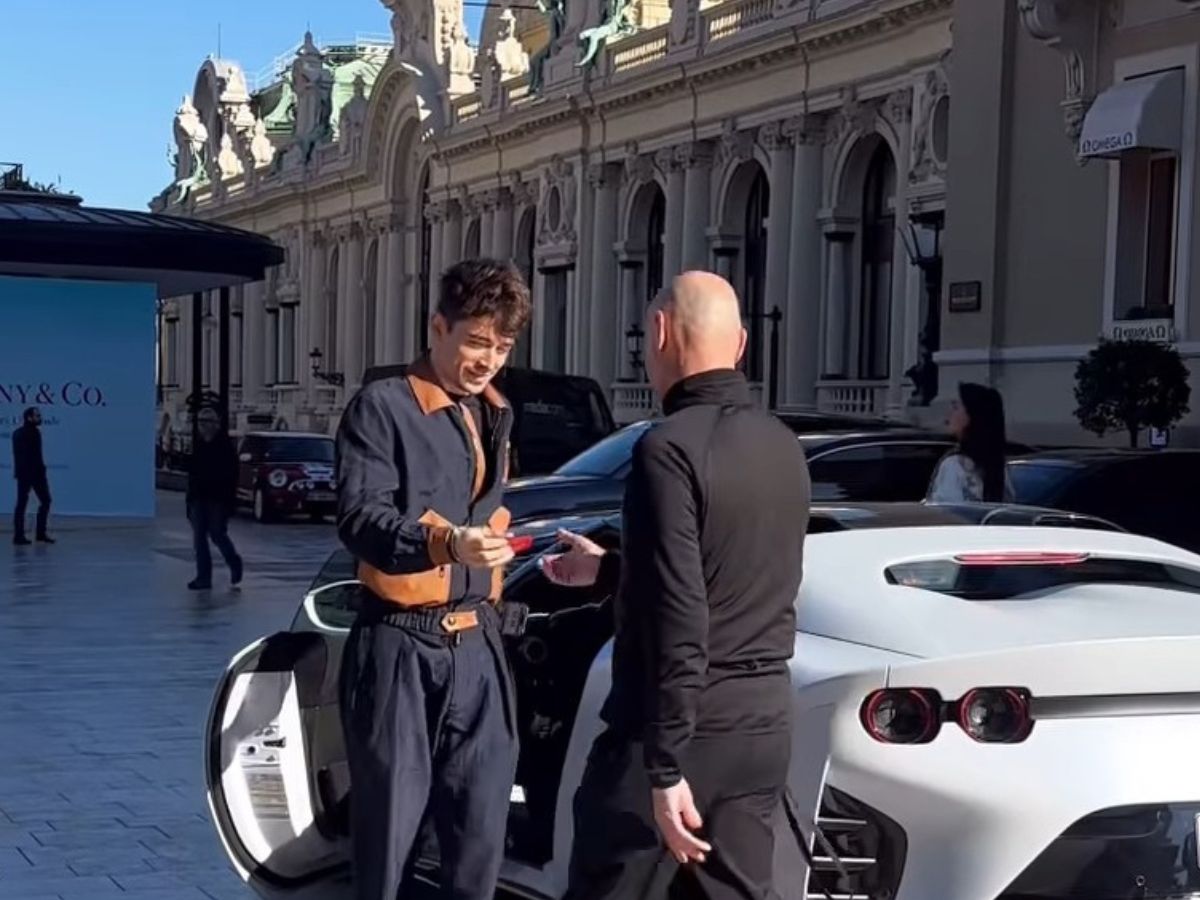 WATCH: Charles Leclerc SPOTTED with girlfriend Alexandra Saint-Mleux as they take to the streets of Monaco in a matte white $600k Ferrari