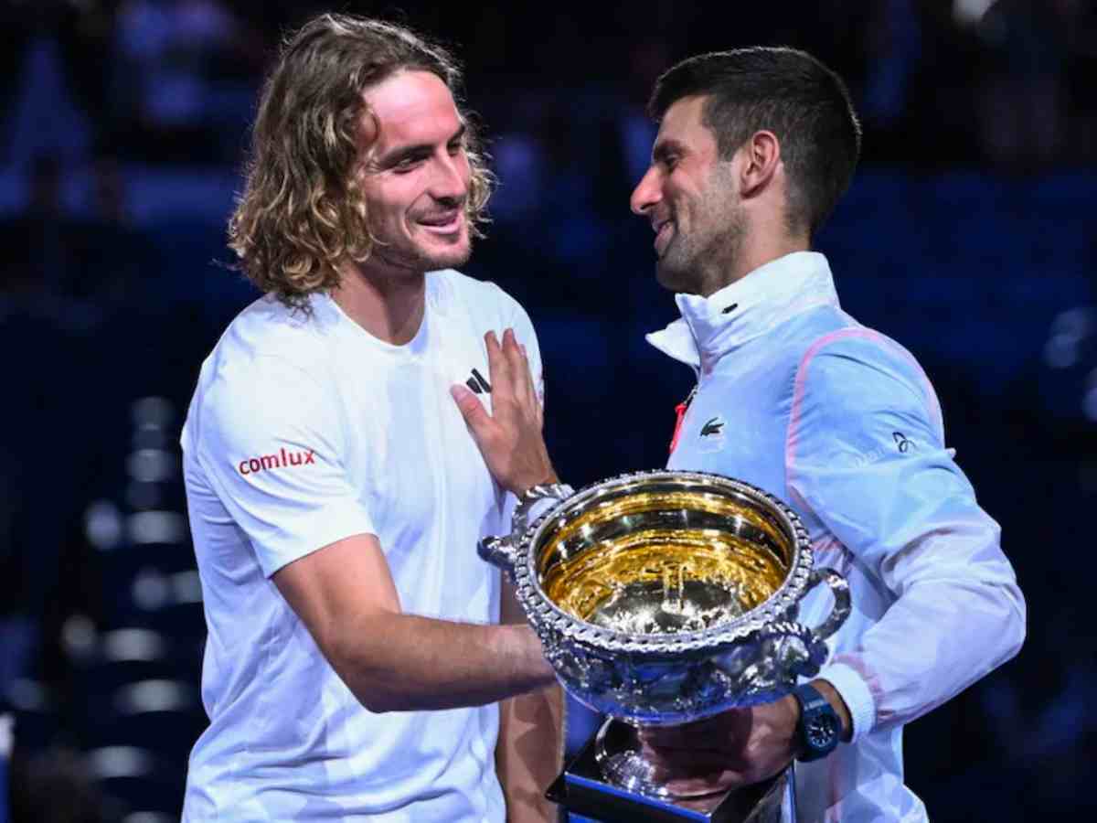 Stefanos Tsitsipas and Novak Djokovic