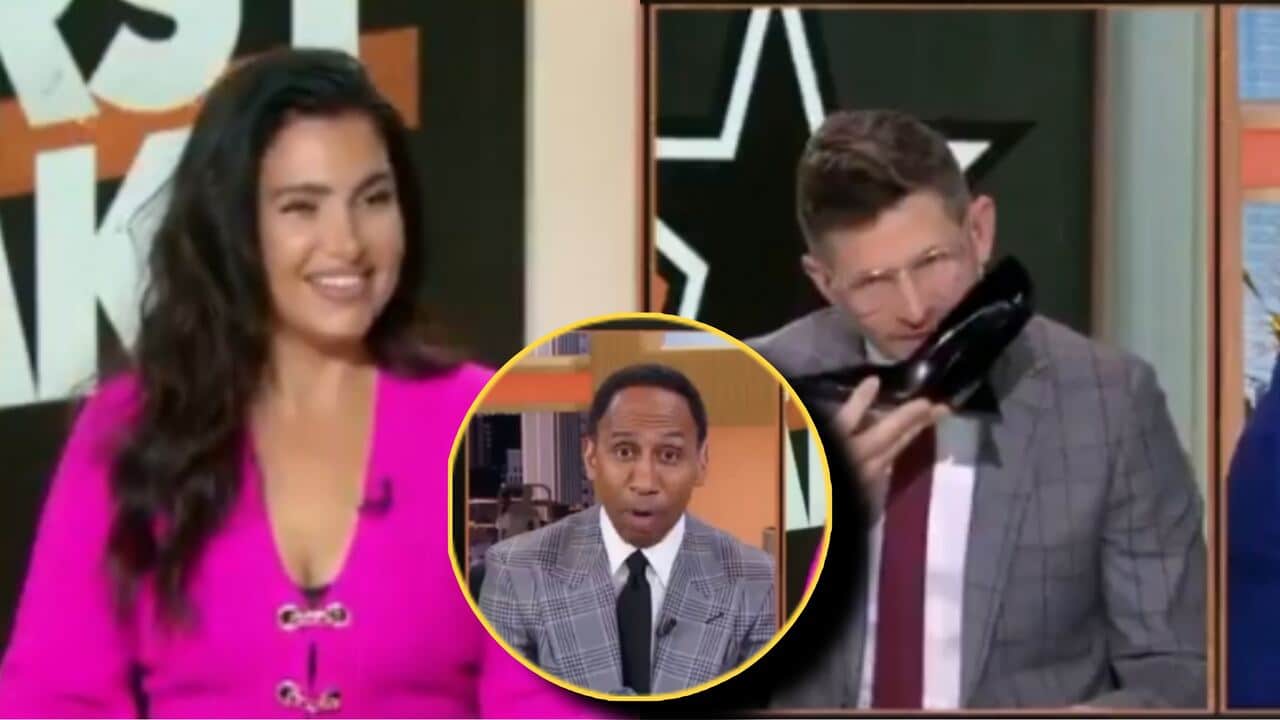 WATCH: “Might have a foot fetish” – Stephen A. Smith has a priceless reaction to Dan Orlovsky bizarrely sniffing Molly Qerim’s shoe on live TV