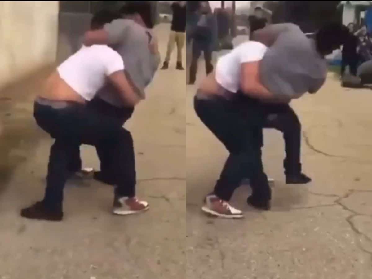 “Is he dead?”- Social media left in shock as guy gets knocked out cold with brutal WWE-style finisher in a street fight