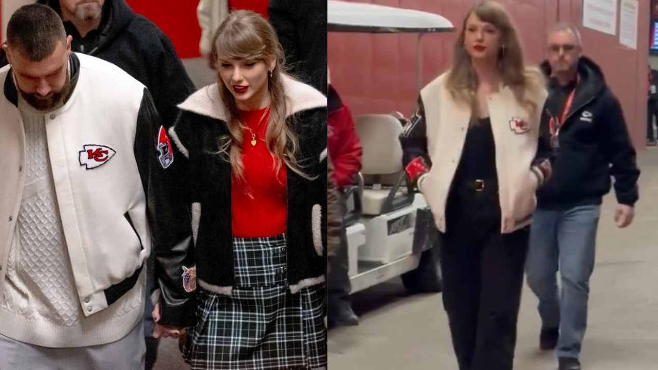 WATCH: “They are in love fr!” – Taylor Swift wearing boyfriend Travis Kelce’s $850 Chiefs jacket for New Year melts fans’ hearts on social media