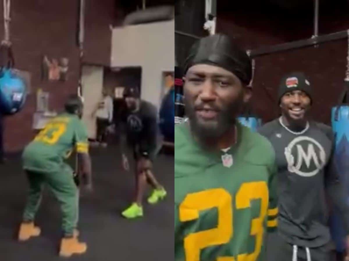 “Only Bud will challenge a pro footballer” – Terence Crawford hilariously tries 1v1 against ex-NFL star and fails