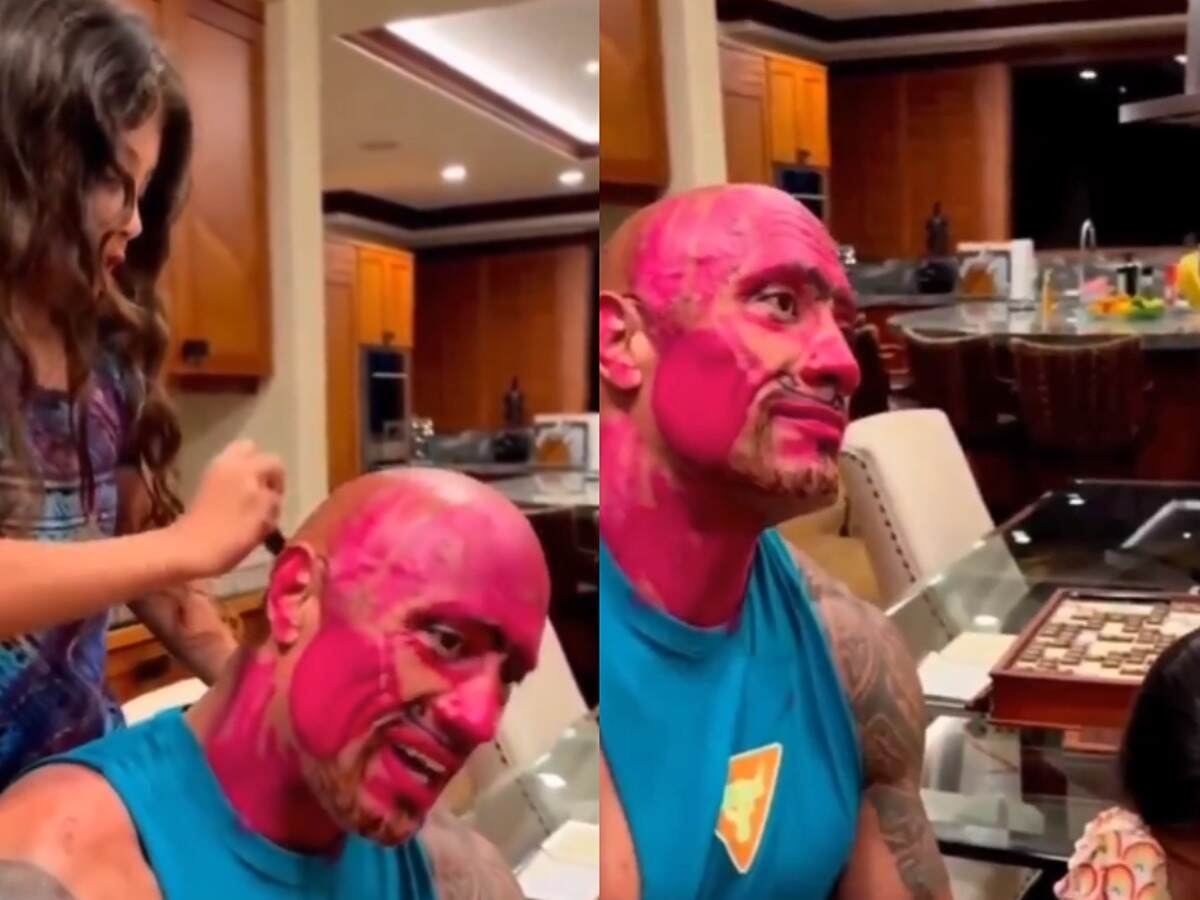 Dwayne The Rock Johnson hilariously reacts to becoming victim of his daughters’ over-the-top makeover skills