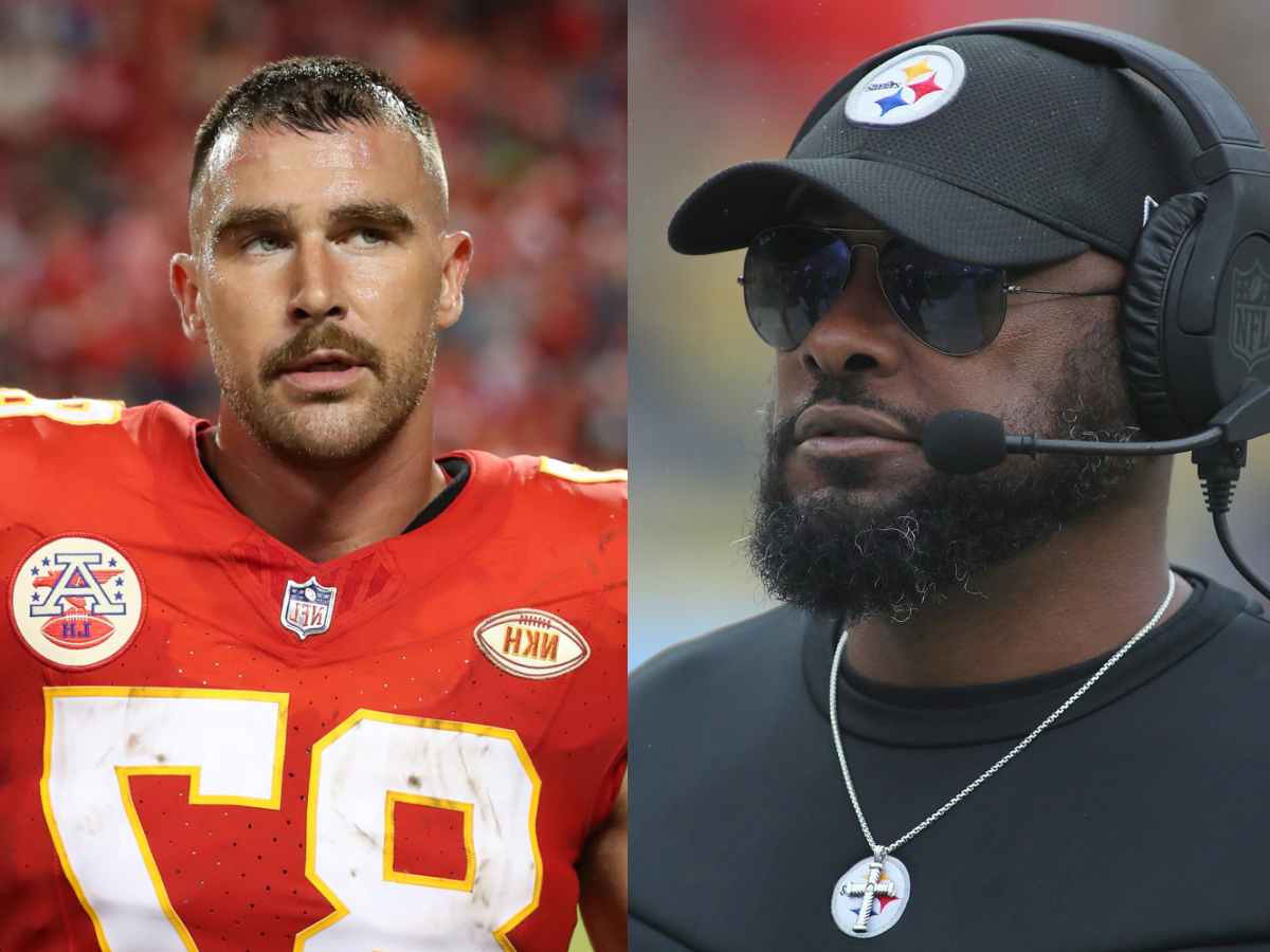 Travis Kelce (L) and Mike Tomlin (R)