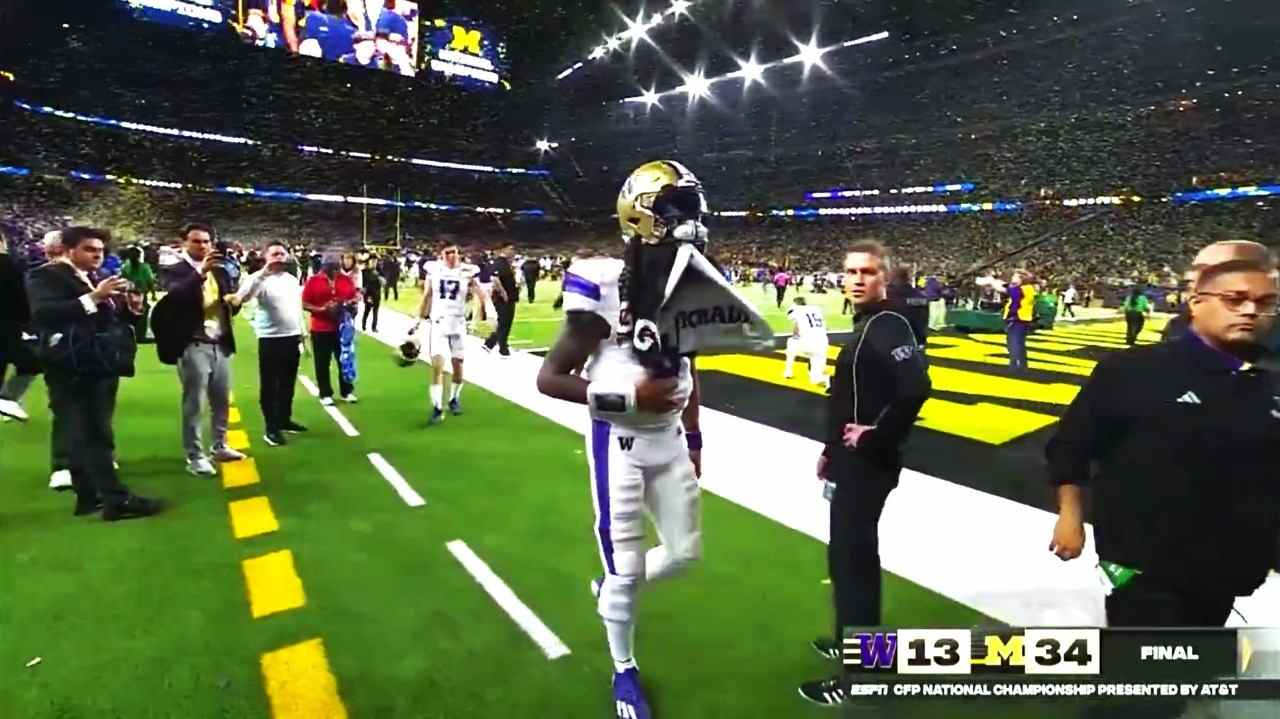 WATCH: ‘Dejected’ Michael Penix Jr. walks off the field in disappointment after Washington’s no-show in the National Championship Game against Michigan