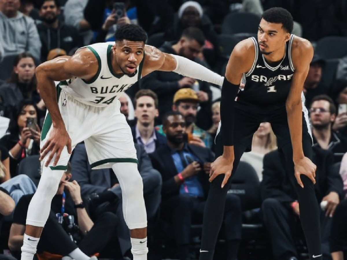 “Shut up about him being skinny” – NBA World in shock as Victor Wembanyama SWATS Giannis Antetokoumpo in intense matchup