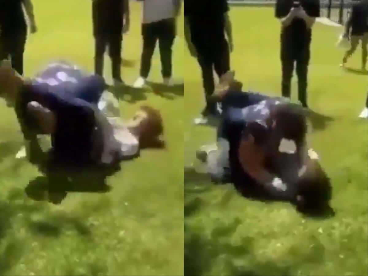 WATCH: “School to prison pipeline” – Young kid gets jumped by bystanders after ALMOST ripping opponent’s arm in park fight using BJJ