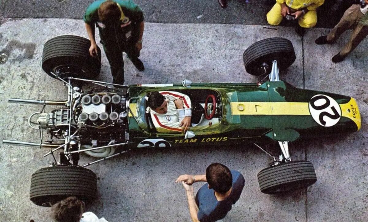 Ford Cosworth DFV engine in Lotus' chassis (via historicmotorsportcentral).