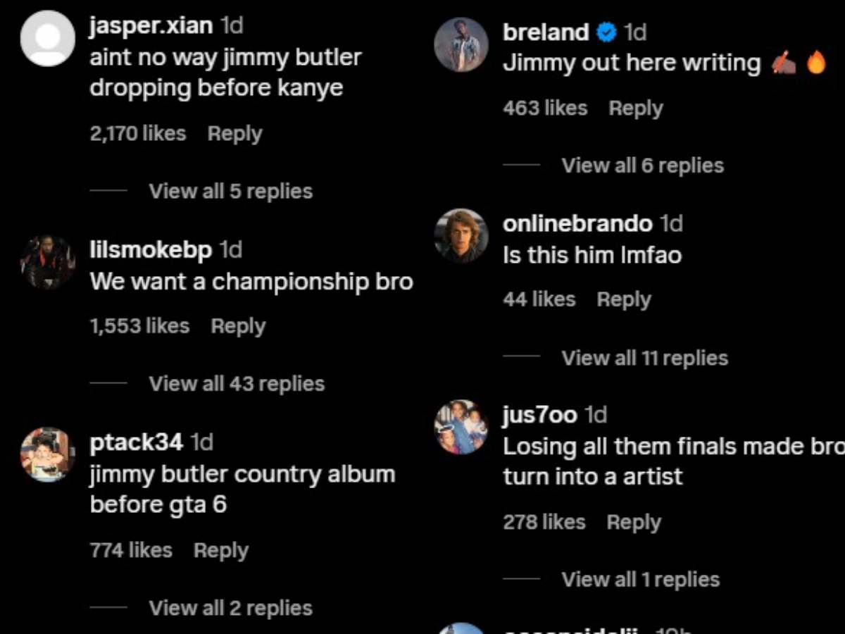 Jimmy Bulter's comments after posting a song on his Instagram (Via Instagram)