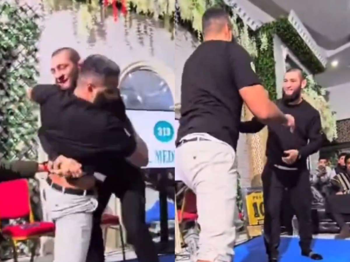 WATCH: Khamzat Chimaev takes on Islam educator Muhammad Hijab in playful takedown contest