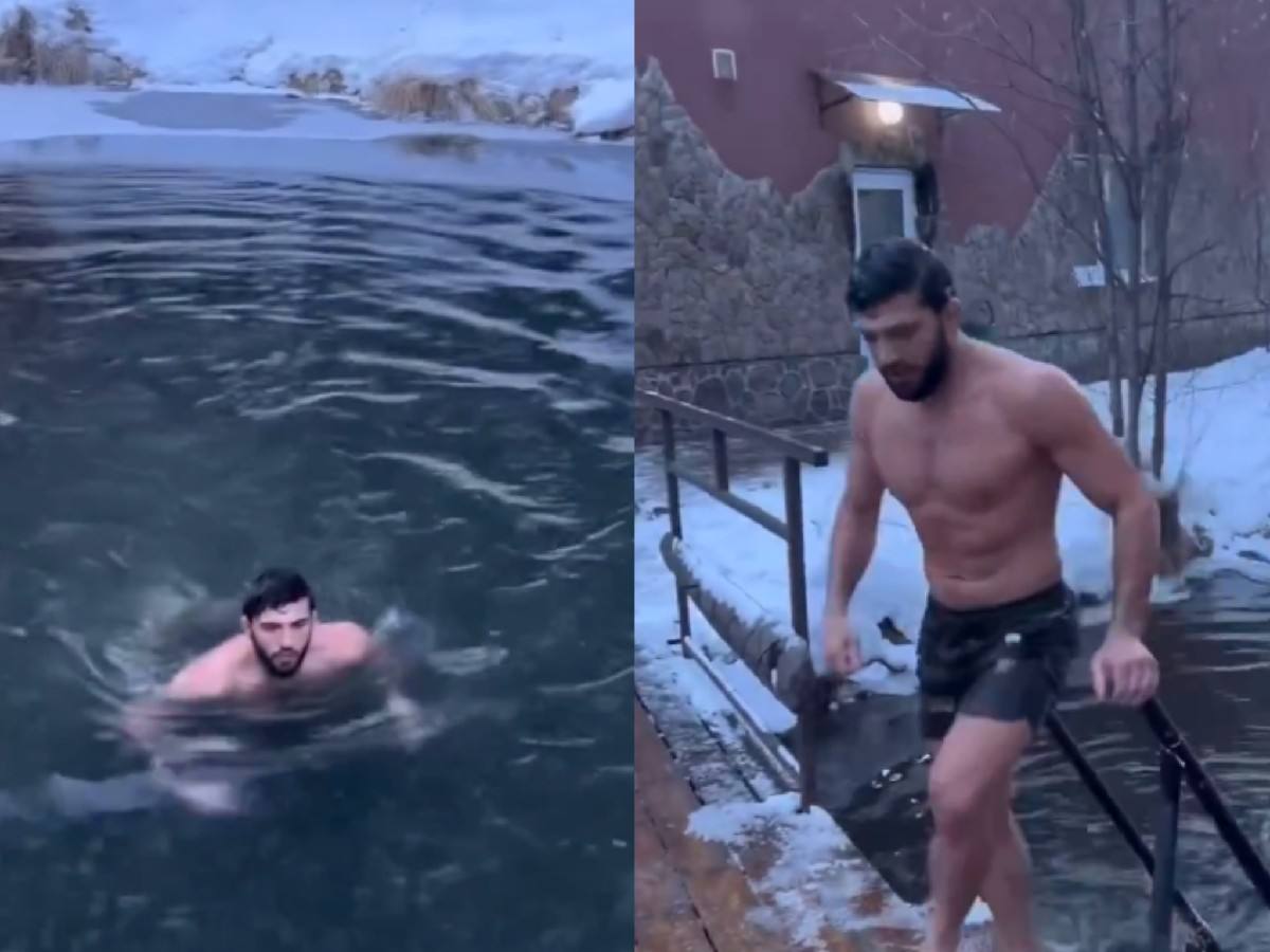 “Doing all that to get submitted round 1” – Arman Tsarukyan swims in ICE COLD water ahead of Charles Oliveira challenge at UFC 300