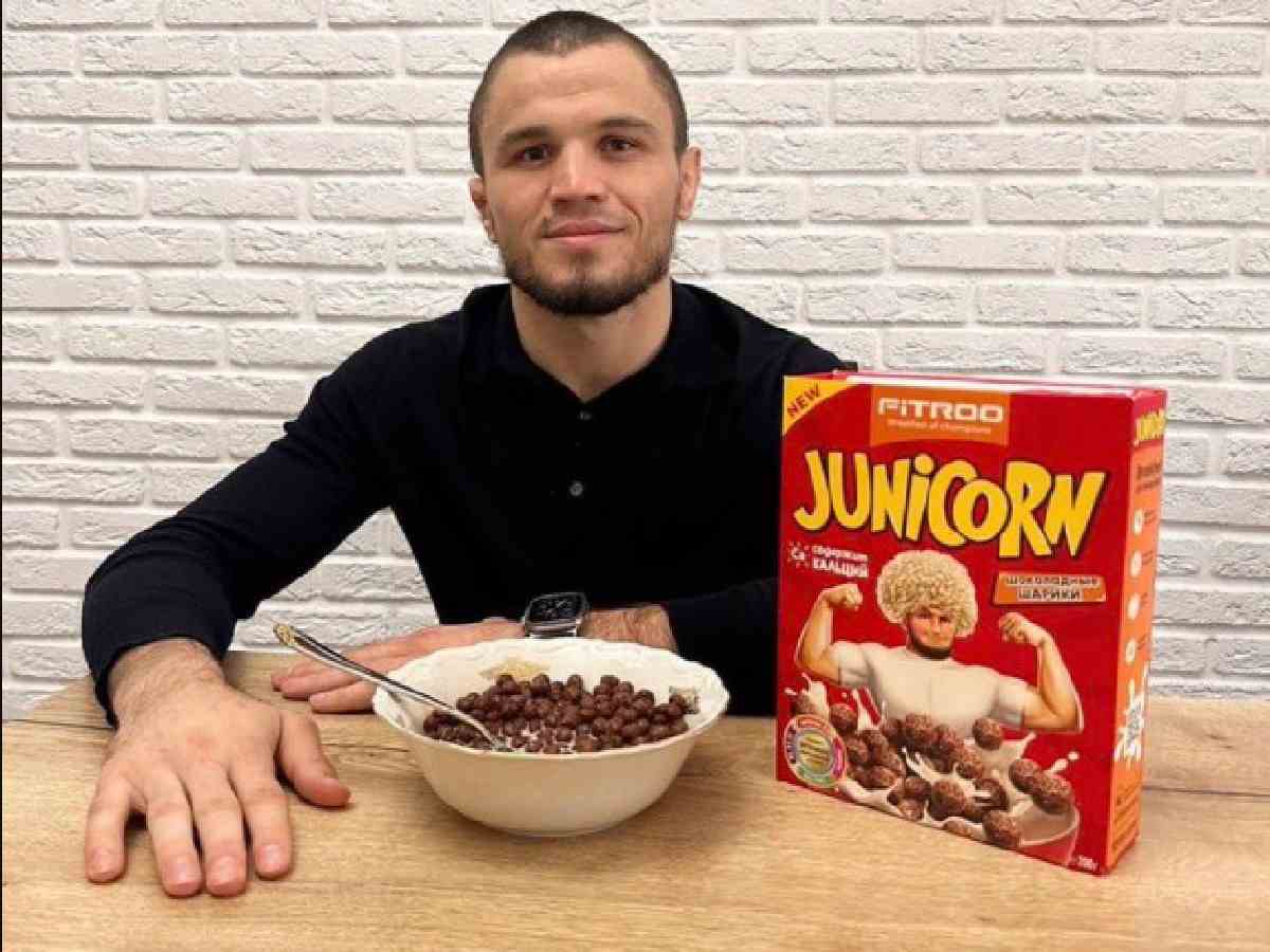 “That sh*t’s filled with TRT” – Khabib Nurmagomedov’s brother Umar poses with cereal box with ‘The Eagle’ featured