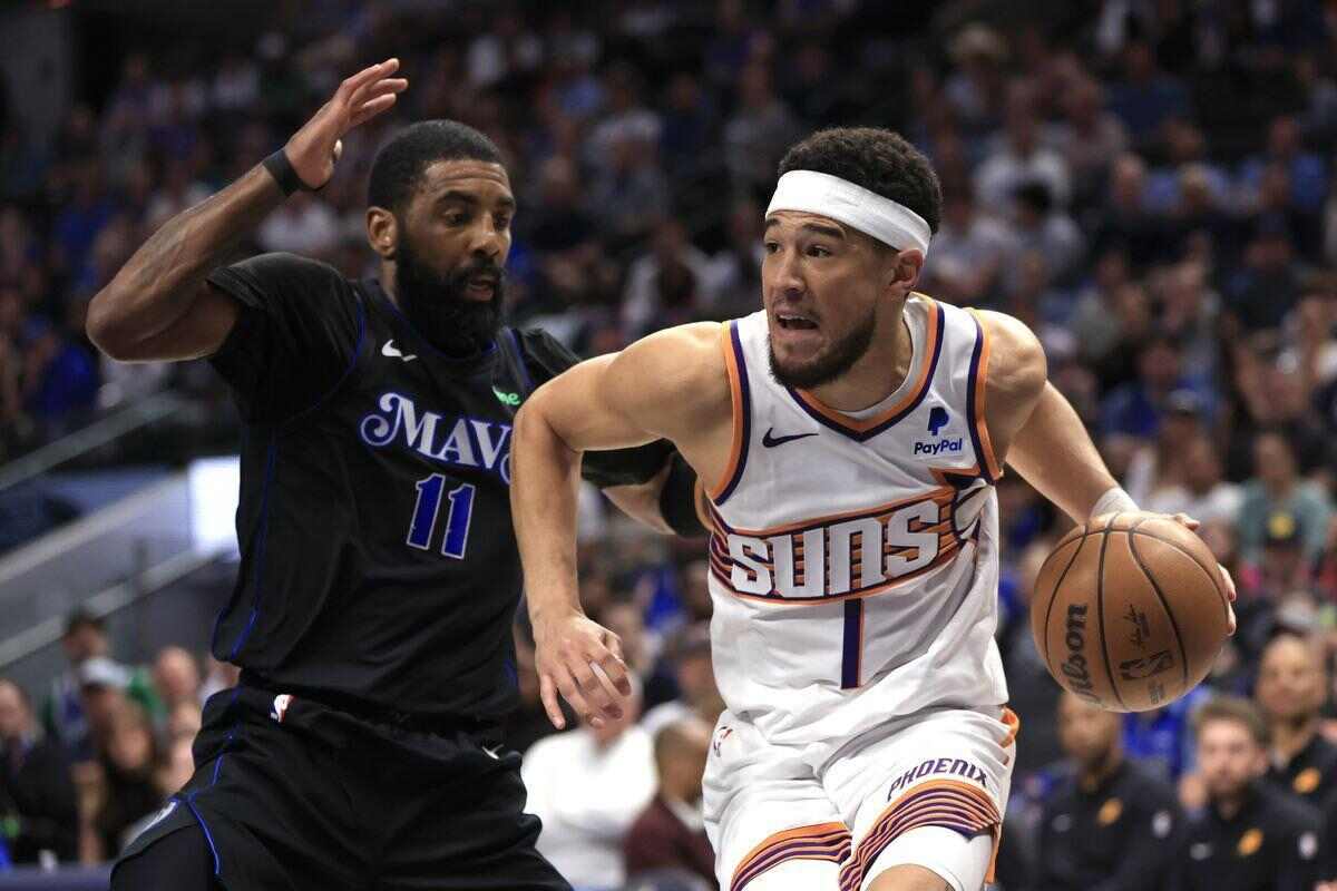 Kyrie Irving against Devin Booker in the matchup between Dallas Mavericks and Phoenix Suns (Via Mavs Moneyball)