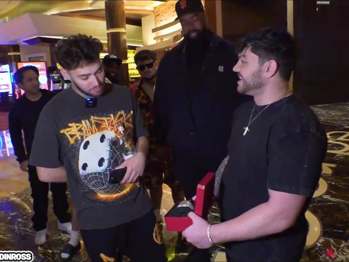 Watch: Random fan walks up to Adin Ross and gifts him a $50,000 worth iced-out Cartier watch