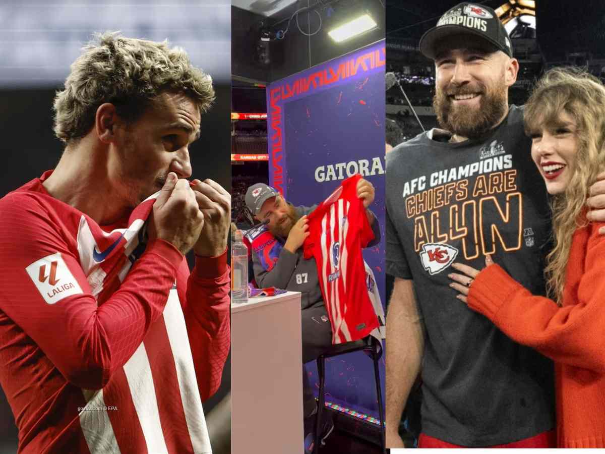 Antoine Griezmann gifts signed Atletico Madrid shirt to Taylor Swift’s boyfriend Travis Kelce ahead of ‘vital’ Super Bowl game